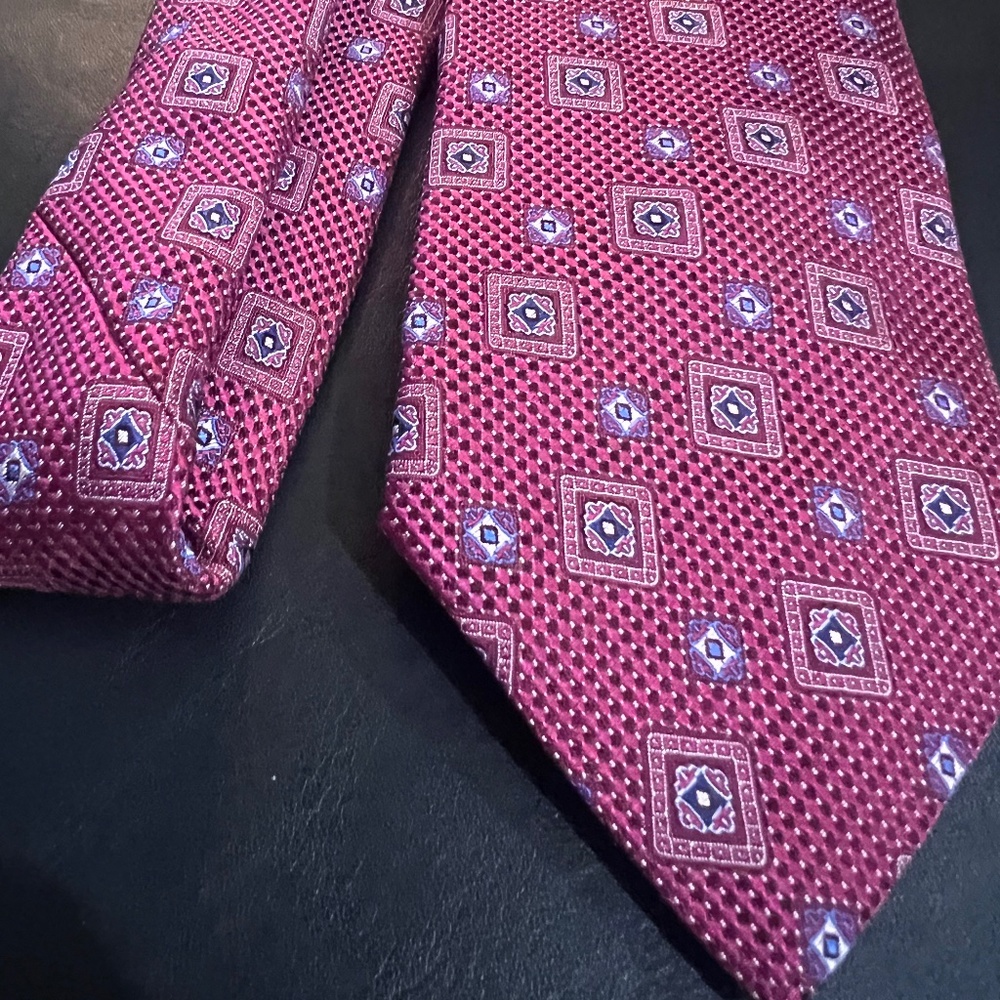 Canali Maroon Textured Silk Tie